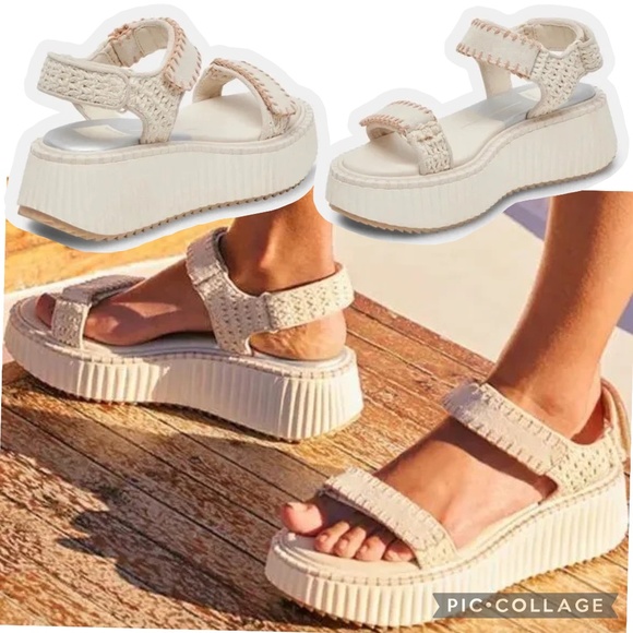 NWOB Dolce Vita Debra Cream Platform Sandals  Size 7.5 - Picture 1 of 15